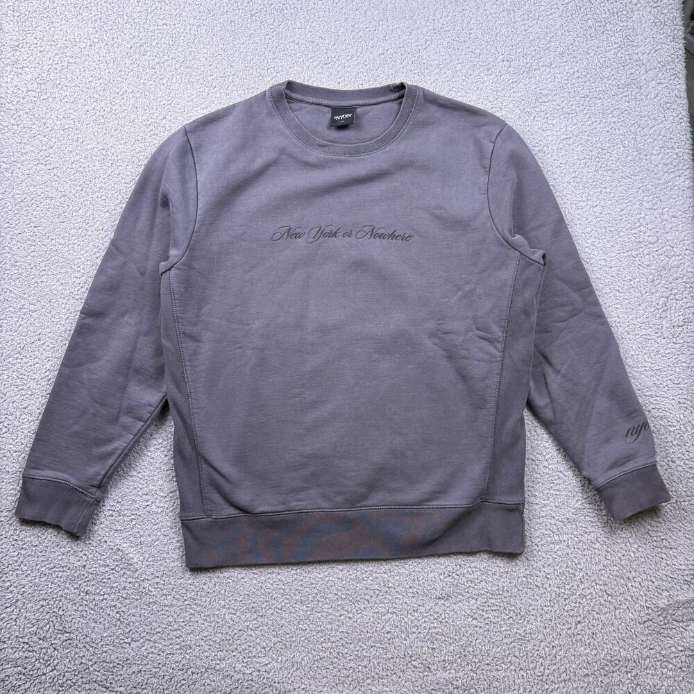 New York Or Nowhere NYON Sweatshirt Mens L Gray Crewneck Pullover Heavyweight
